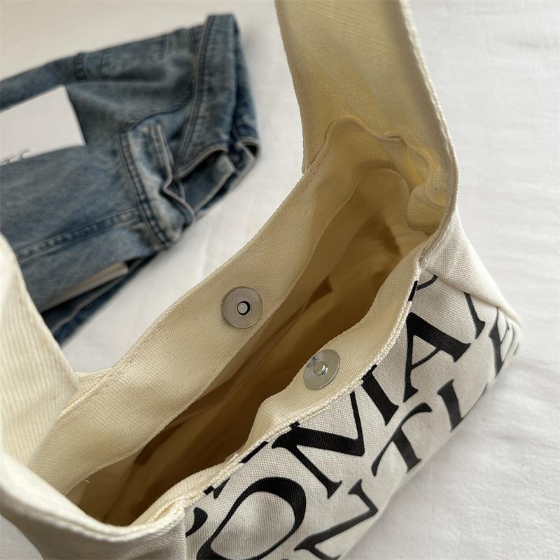 New Alphabet Canvas Bag Women's Versatile Large-capacity Shoulder Bag Tote Bag Going Out Portable Shopping Bag