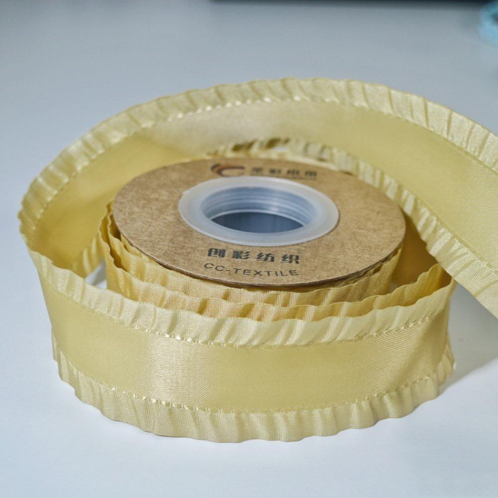 5yards Polyester Ruffles Edge Satin Ribbon Skirt Edge Woven Band  For DIY Hair Garment Accessories