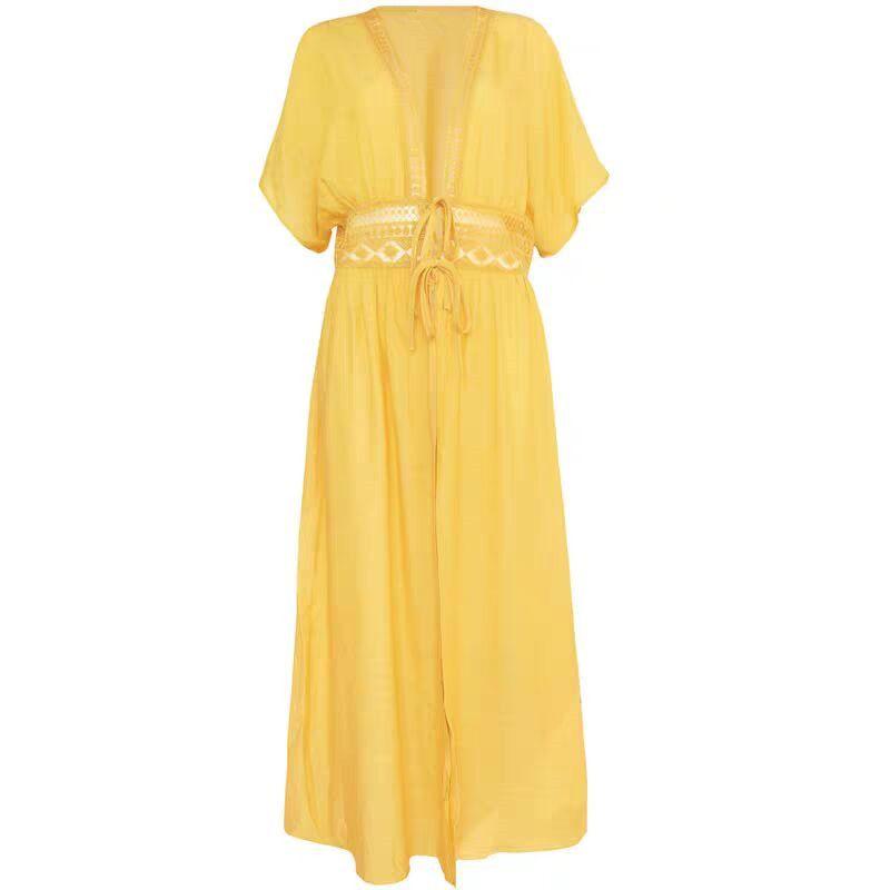 

100.00кг Пляжная одежда для путешествий Бохо Кружево Пляжная одежда для защиты от солнца Длинная пляжная накидка Экспорт Оверсайз Женская одежда Pink