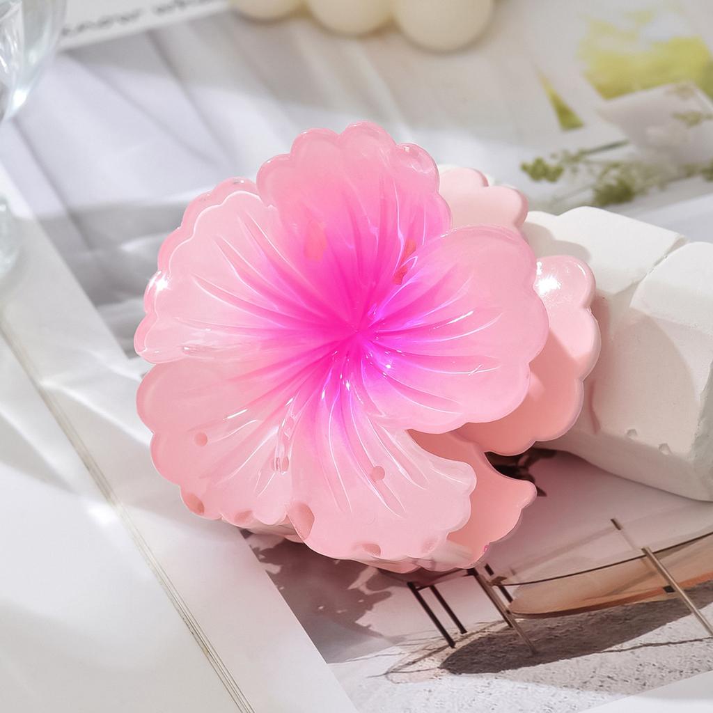 Gradient Flower Acrylic Hair Claw Clip for Women Sweet Hair Claws Crab Clamp Barrettes Hawaiian Headwear Accessories