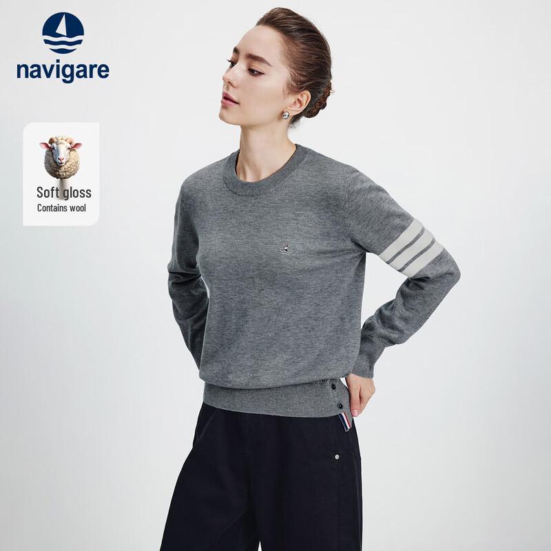 Женский вязаный свитер с длинным рукавом и круглым вырезом Navigare Italian Sailboat M 6440₽