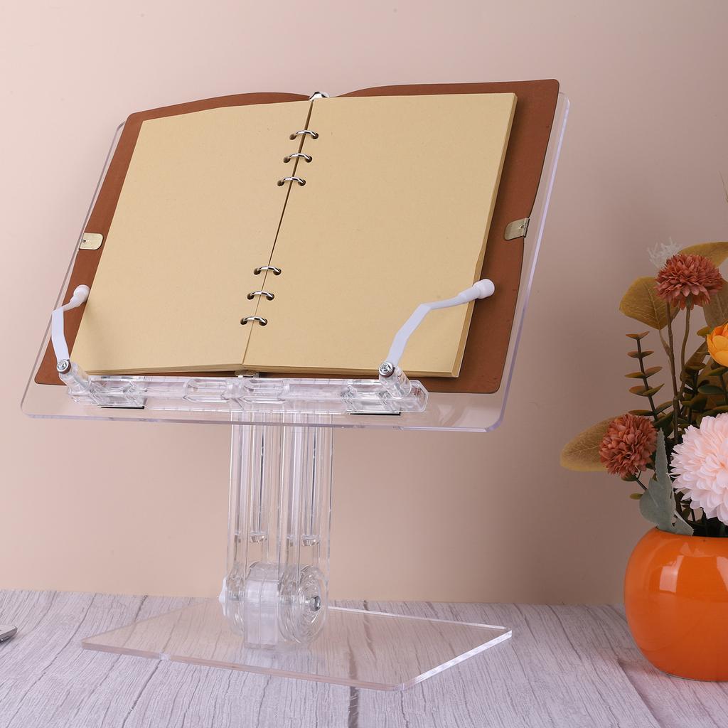 Acrylic Desktop Holder 180° Rotation Liftable Adjustable Swivel Tablet Stand Transparent for iPad Cookbook Textbook Magazine