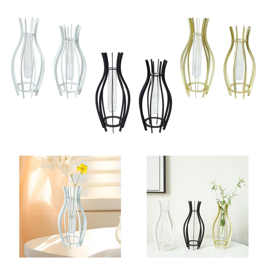 Clear Glass Hydroponic Tube Table Vase Aesthetic Ornament Home Decor Planter for Bookshelf Greenhouse Indoor Living Room Office