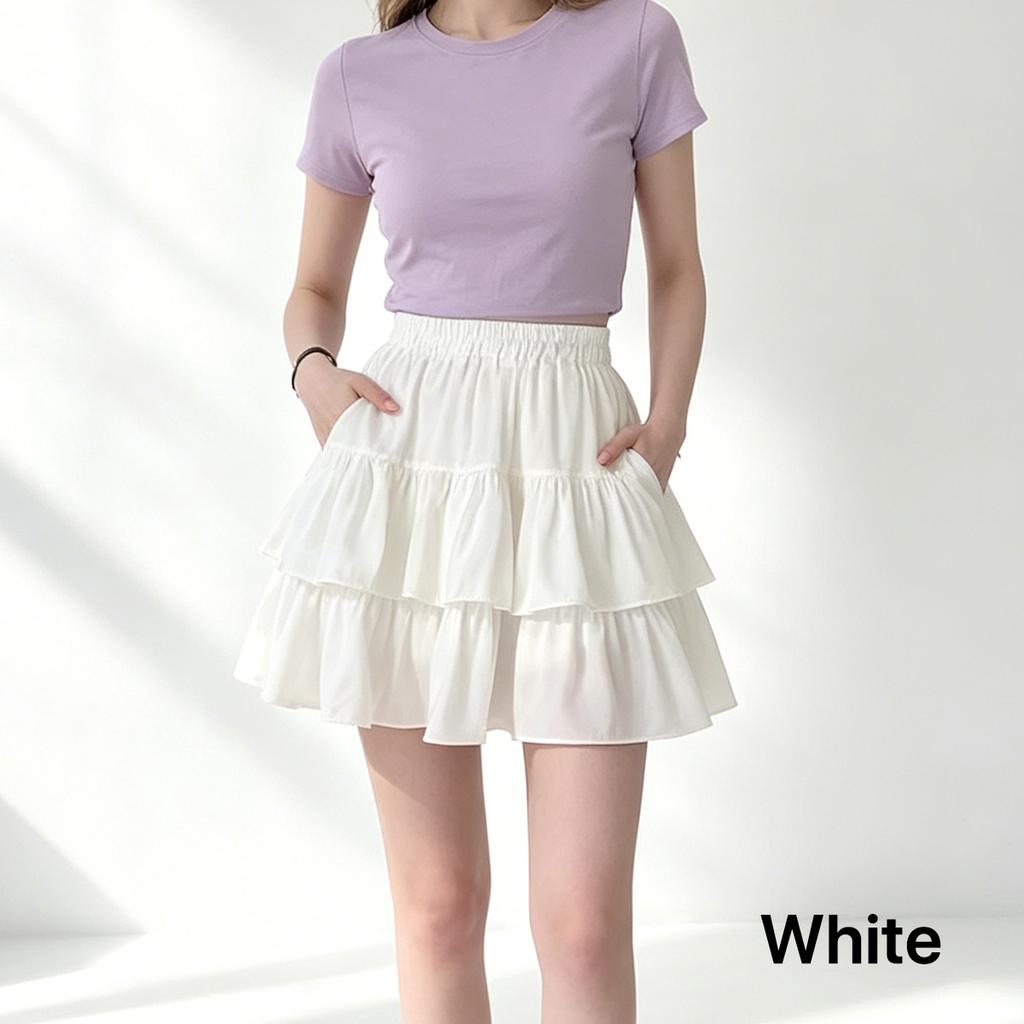 Fashion Women High Waist Tiered Cake Mini Skirt, Sweet Ruffle Layered A-Line Flared Skirt, Lightweight Breathable Casual Short Skirt for Summer