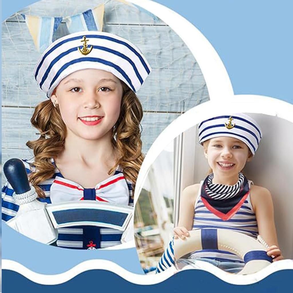 Sjömans Silkescarf Kaptenshatt Solglasögon Set för Möhippa Bröllopsfirande Marinmössa Seglingsfest Kostym