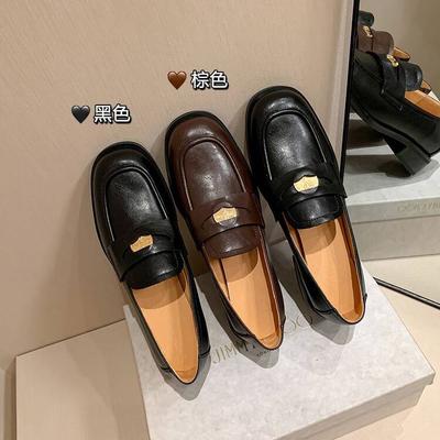 Basic Model~ 2025 Autumn New Products, All-leather Casual Single Shoes Inside and Outside, Little Rich Woman Gold Coin Loafers, Women's Confidentia