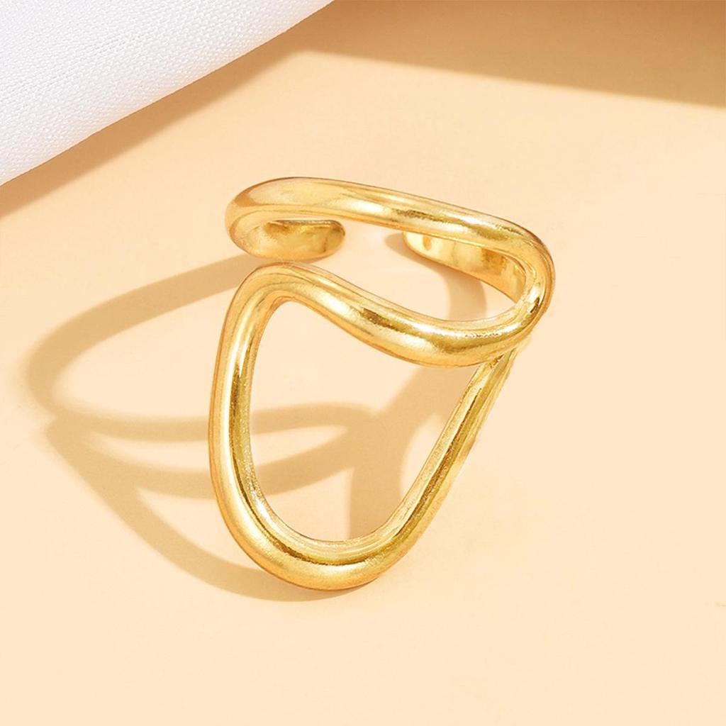 Stainless Steel Geometric Chic Women's Ring with Streamlined Design