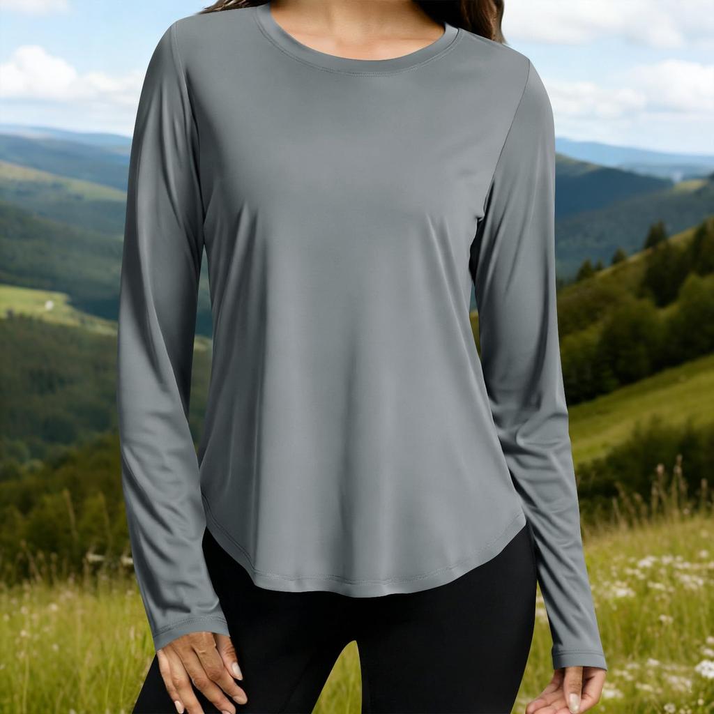 Women's Long Sleeve Breathable Athletic Pullover Loose Fit Round Neck Lightweight Yoga Top for Exercise Workout Running and Casual Wear