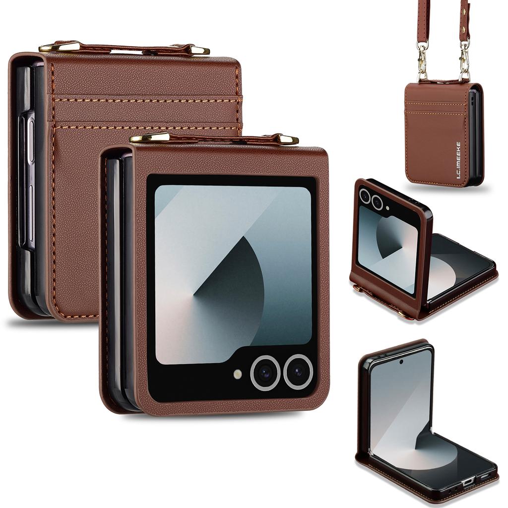 Crossbody Kartenfach Portemonnaie Leder Handyhülle für Samsung Galaxy Z Flip 8 7 6 5 4 3 5G Flip7 FE Flip8 Armband Lanyard Hülle