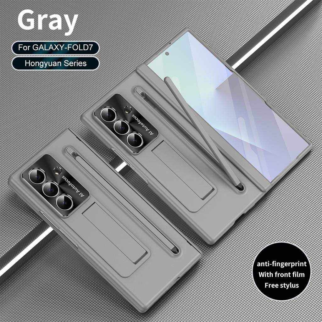 Fashion Bracket Phone Case For Samsung Galaxy Z Fold 7 5G Fold6 Front Protection Film PC Hard Shell Hinge With S Pen Back Cover