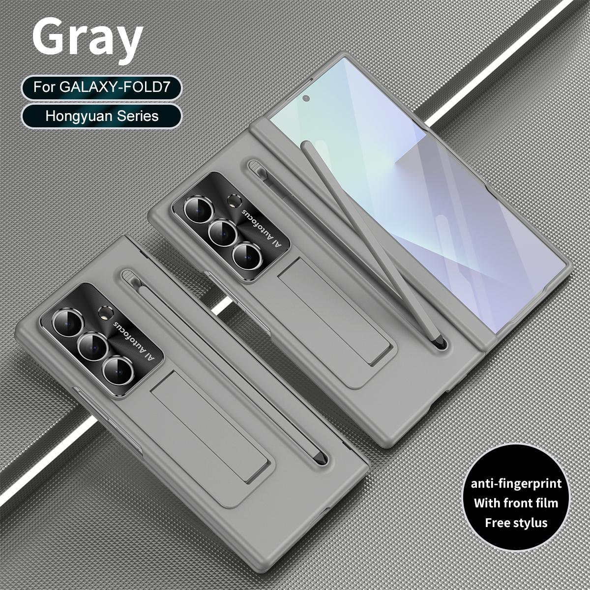 

Fashion Bracket Phone Case For Samsung Galaxy Z Fold 7 5G Fold6 Front Protection Film PC Hard Shell Hinge With S Pen Back Cover Galaxy Z Fold7 сірий колір