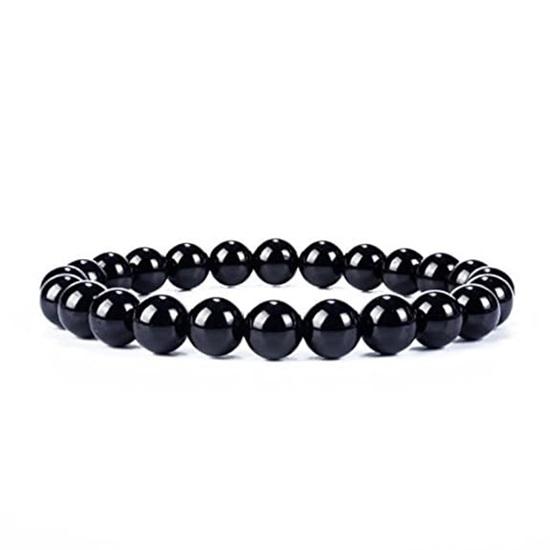 Set of 5 Pieces Round Beads Bracelet Adjustable 6 Mm Natural Beaded Stretchable Elastic Jewellery Bracelet Bangle for Women, Men, Girls, Boys, Unisex
