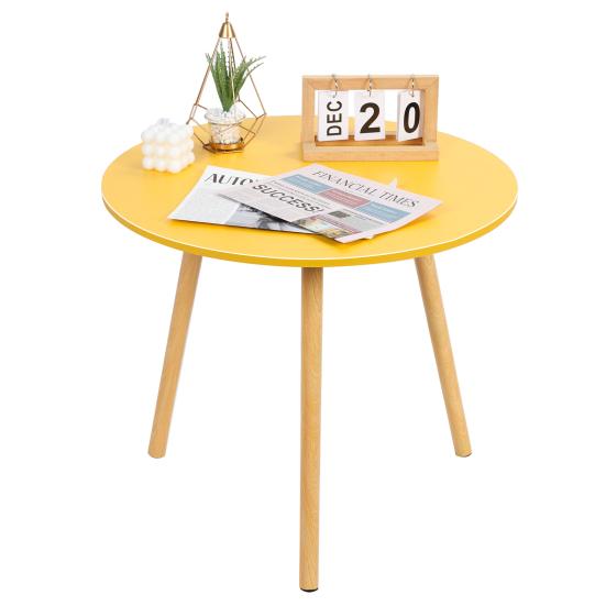 Household Small Apartment Dining Table, Round Kitchen Table with Wood Legs, Kitchen Living Room Leisure Coffee Table