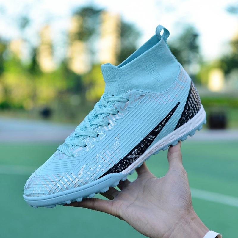New Football Shoes Men's and Women's High-top Children's Artificial Grass Long Nails Broken Nails Student Game Training Sports Shoes