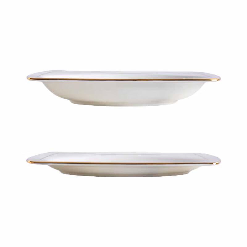

Dan Shi Zhi Yuan Bone China Square Gold Rim Plate Set
