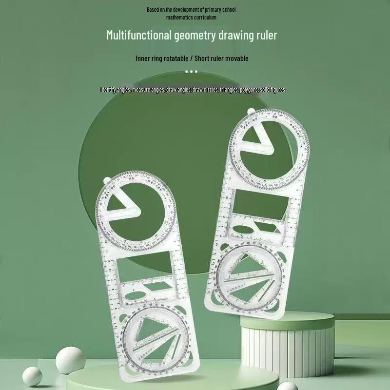 Multifunctional Geometry Ruler Set for Students: Includes Drawing, Function, Triangle, and Protractor Rulers
