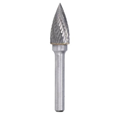 Rotary File Burr 2 Cut Pointed Arc Shape Die Grinder Drill Bit 6mm Shank YG8 Carbide GX1225