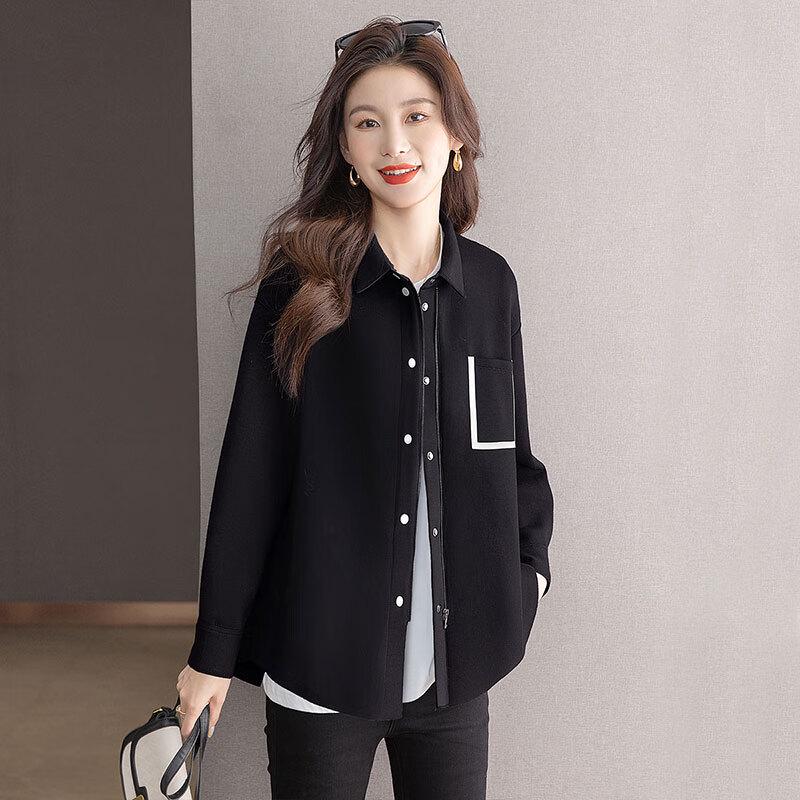 Lässige Damenjacke mit Revers und Farbblockdesign