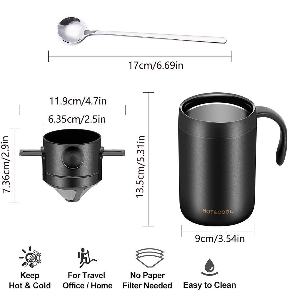 Insulated Hand Brewed Coffee Cup Heat-resistant Anti-scald Handle Travel Coffee Maker Comfortable Handle Non-slip