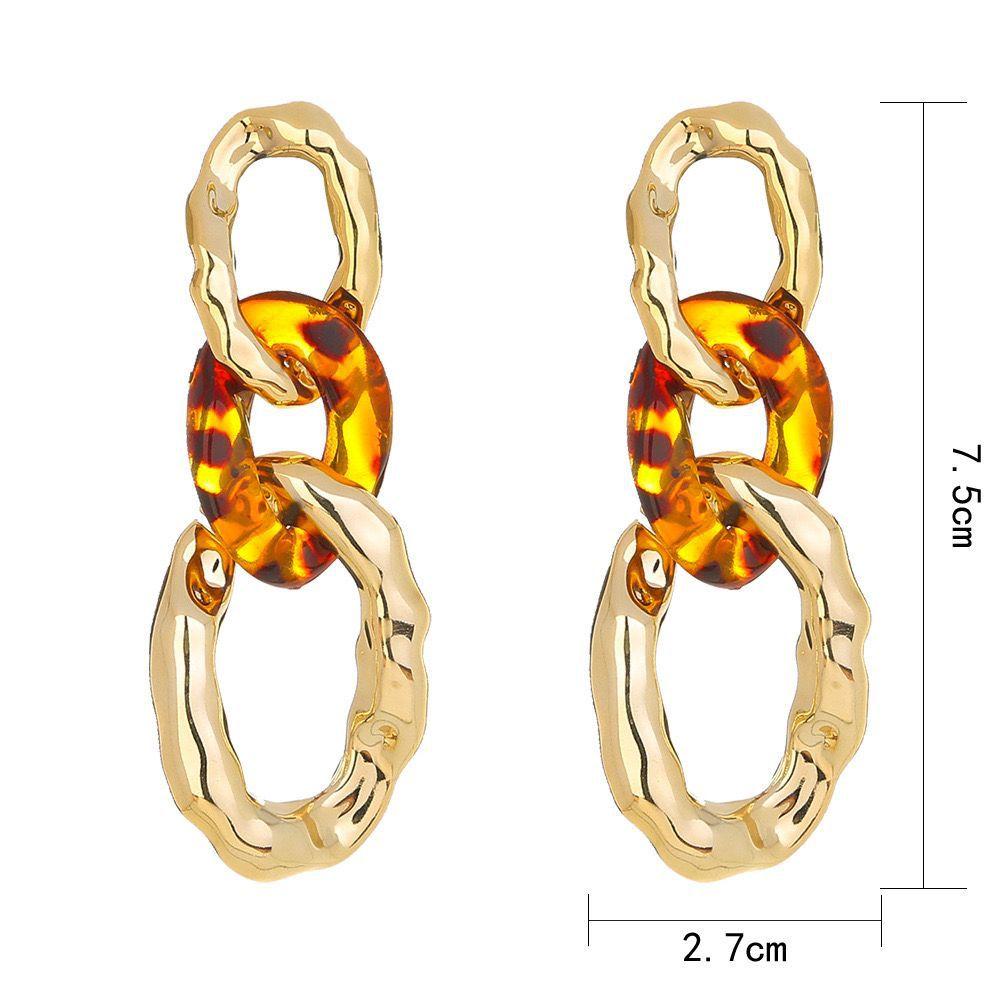 Acrylic Link Chain Earrings for Women Korea Metallic Color Hanging Drop Earring Party Girls Statement Earrings Autumn and Winter