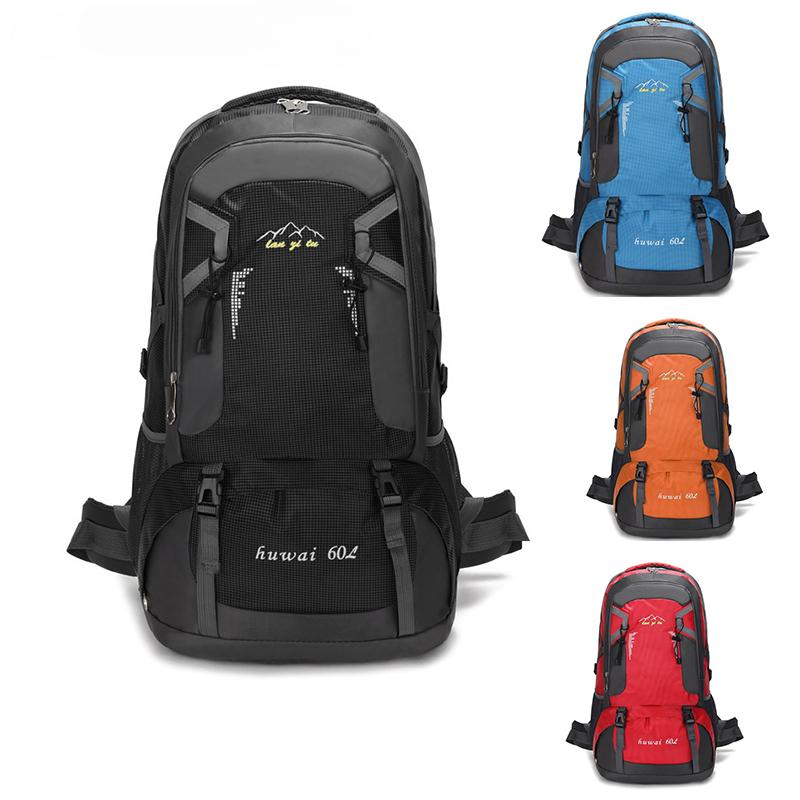 Women Men Waterproof Nylon Travel Bag 60L Large Capacity Backpack Outdoor Mountaineering Bag Leisure Sports Tourism Luggage Bags