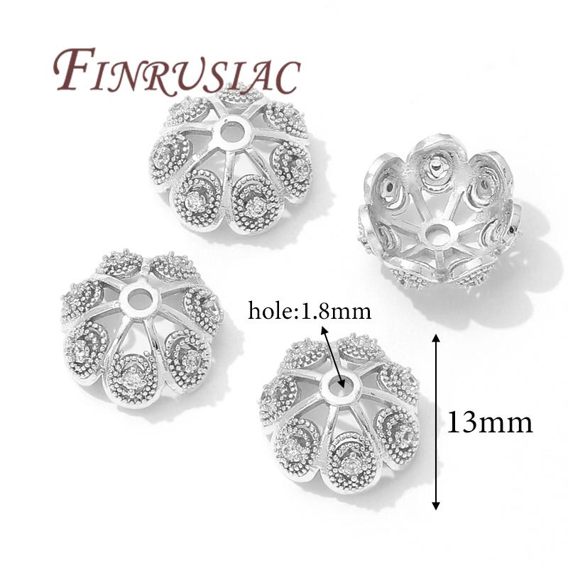 13mm 18K Gold Plated Beads Caps For Jewelry Making,Brass with Zircon Flower Caps,Beads Separators,Necklace&Bracelets Accessories