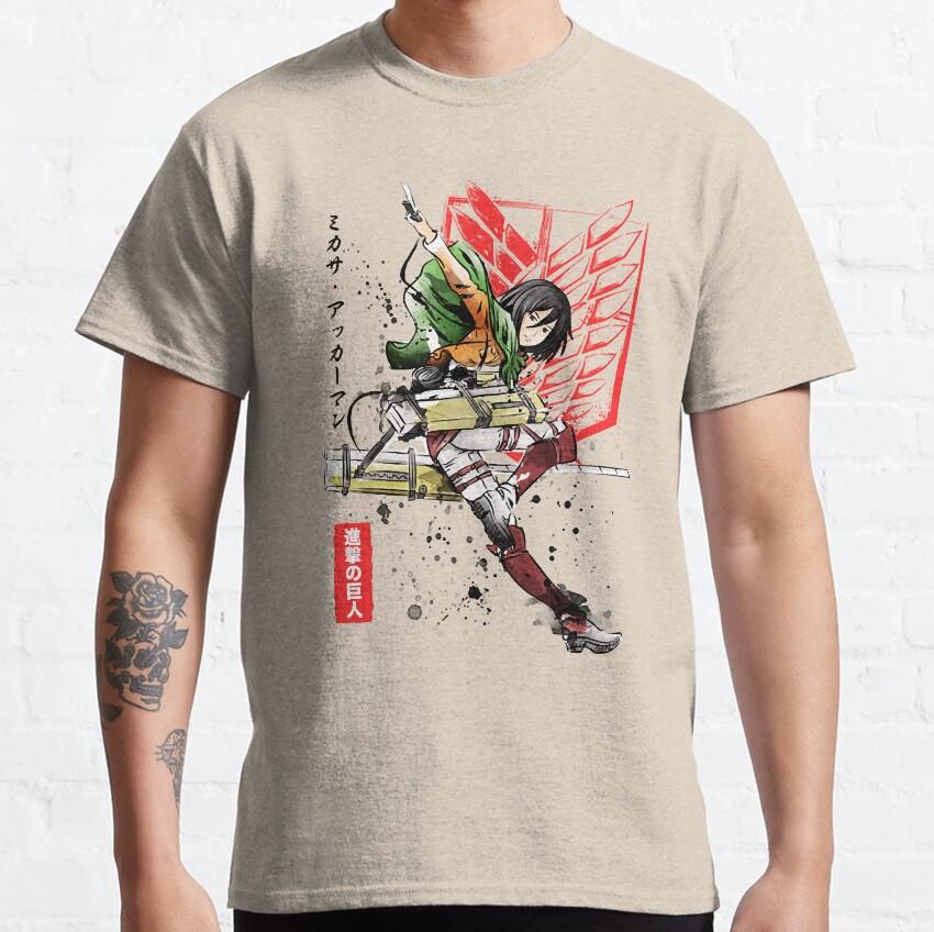 Shingeki No Kyojin Mikasa Żołnierz Ackerman Attack On Titan Shingeki Mang Krótki Rękaw AOT Koszulka Anime dla mężczyzn Bawełna 6XL Góra