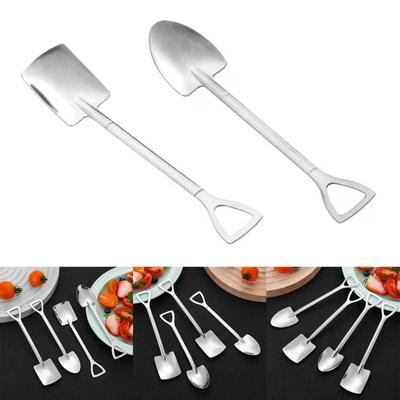 10Pcs Spade Spoon Dessert Spoon Cute Mini Shovel Spoon Potted Pointed Spoons for Stirring Coffee Fruit and Desserts