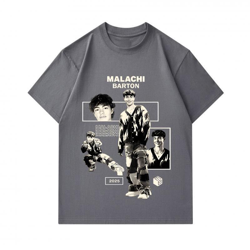 T-shirt Homme 100% Coton Col Rond Manches Courtes, Malachi Barton Rétro Vintage Impression Graphique Décontracté Confortable Quotidien pour 2025 Mode de Rue L