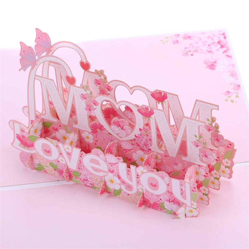 Regalo para el Día de la Madre Tarjeta de Felicitación Creativa 3D Gratitud Madre Postal Flores Bendición Tarjeta de Felicitación para la Madre