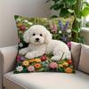 Vikama Double-Sided White Poodle Floral Print Pillowcase: Modern Decorative Set Suitable For Sofas, Beds, And Cars