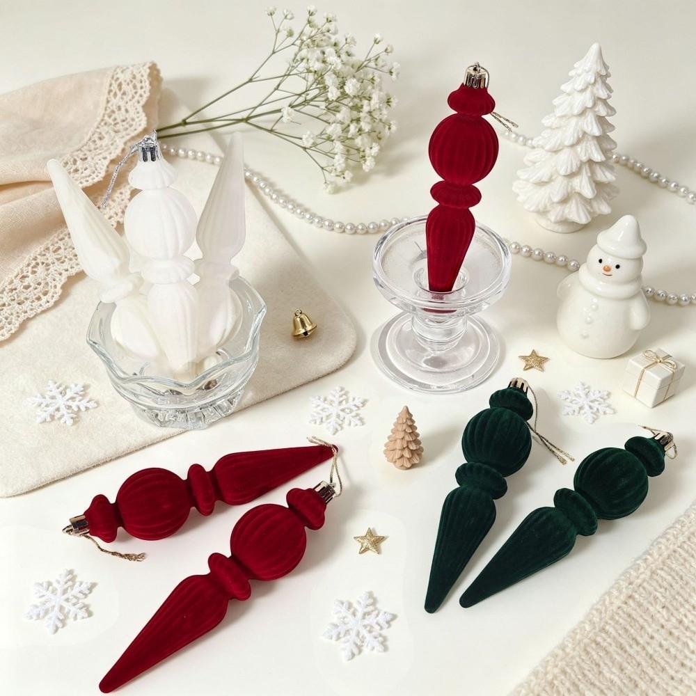 6pcs/Box Velvet Ball Christmas Tree Ornament Plastic Cone Ornaments New Year Decor