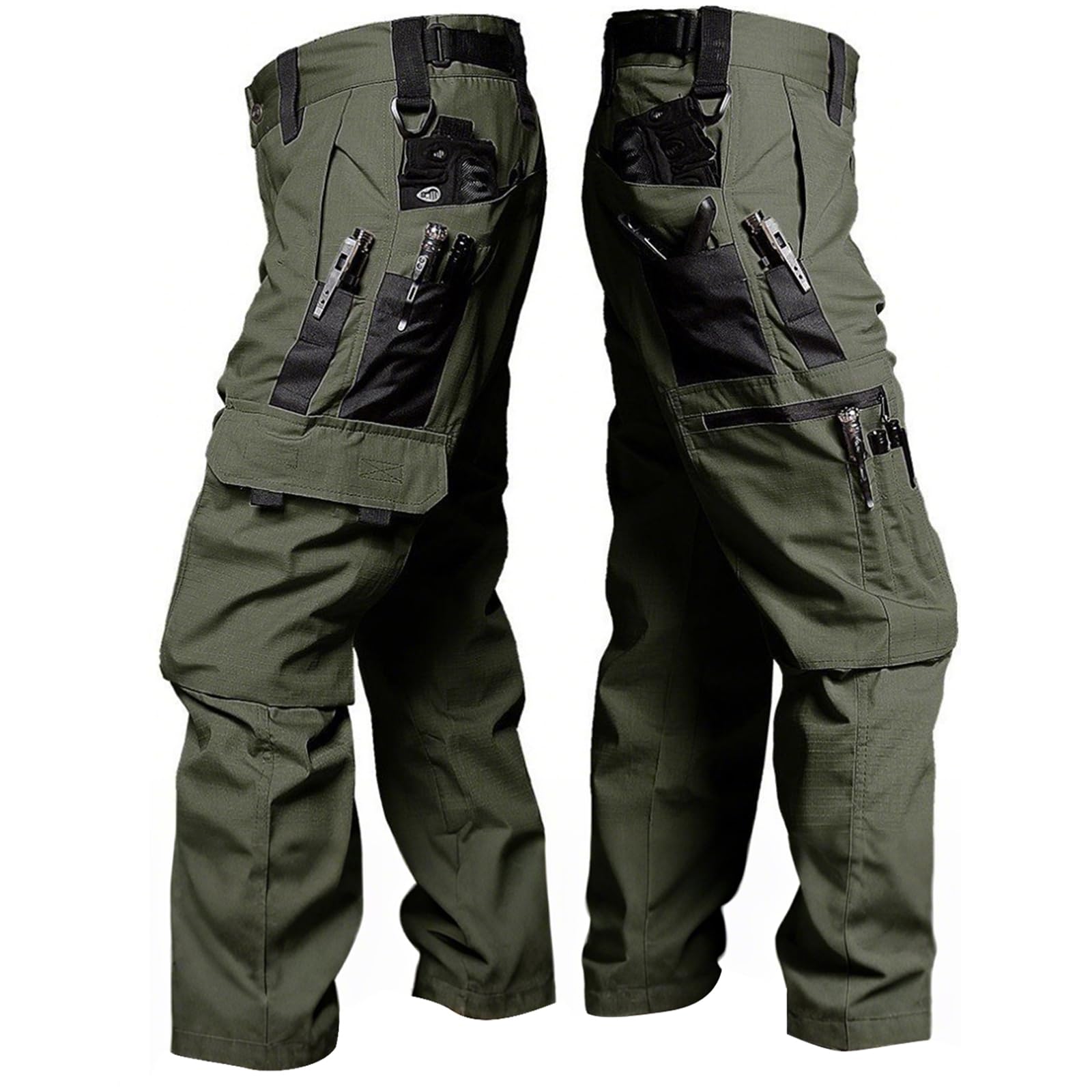 

YKS JOOB Cargo Pants with for Outdoor Casual Tactical and Size XL Men s Lightweight, Breathable, Water-Repellent Multi-Pockets Activities, Wear, Work, зелений
