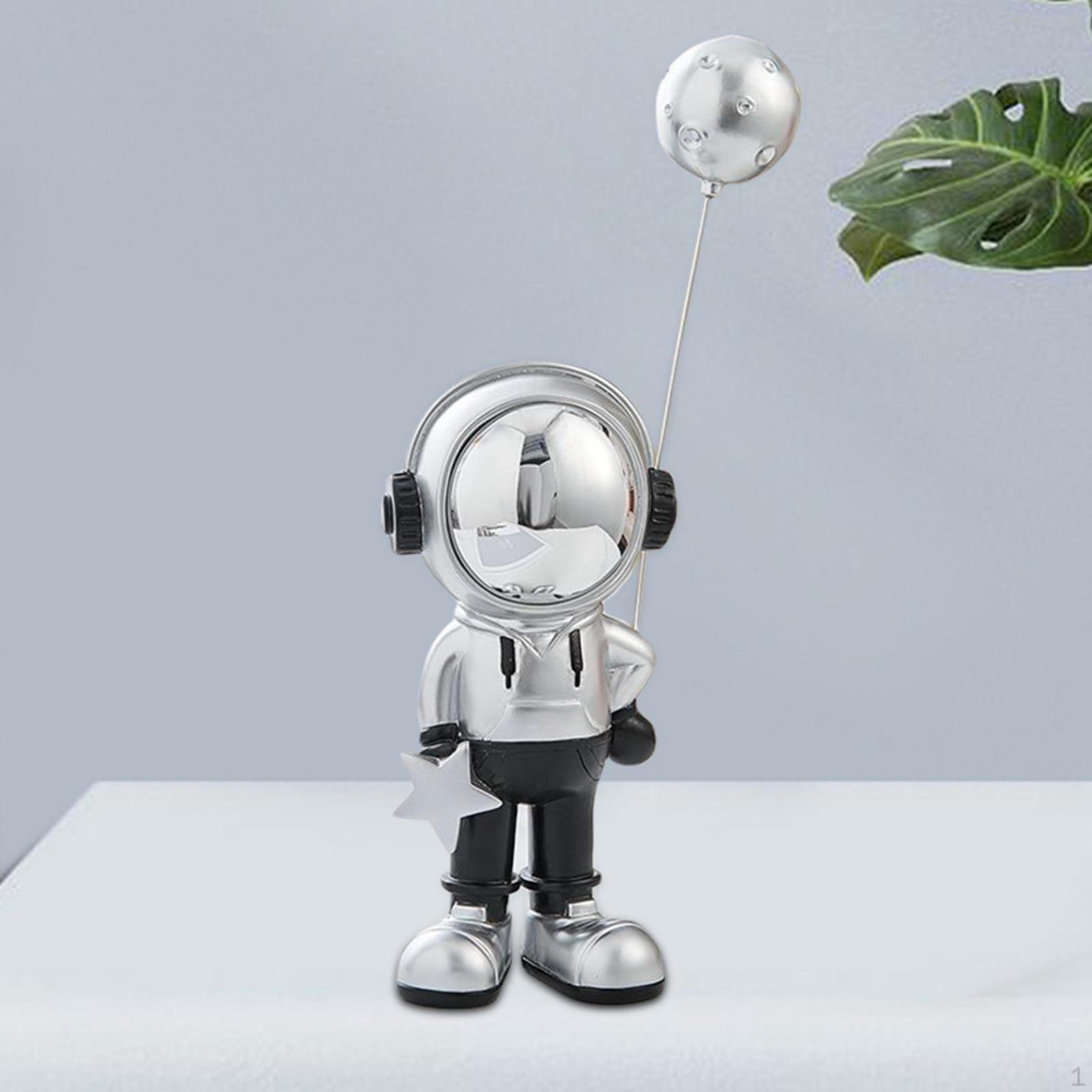 

Creative Astronaut Statue Spaceman Figurines resin material art Crafts for Home Desktop Porch Office Planet Silver