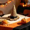 Handcrafted Fall Party Decor Handwoven Witch Hat Gothic Wizard Costume Headpiece for Halloween Witchcraft Theme Prop Party Spooky Tabletop