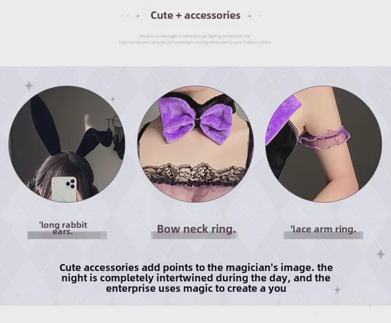 Manyan Sexy Lace Halter Neck Halloween Bunny Girl Witch Costume 