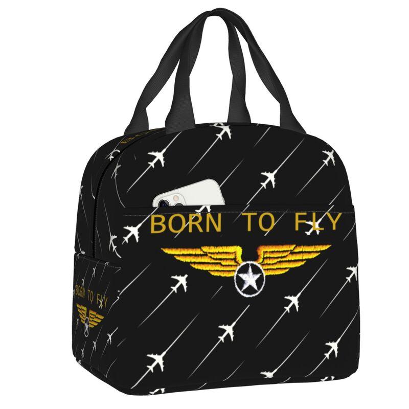Aviation Arrival Departure Thermal Insulated Lunch Bag Aviator Airport Plane Portable Lunch Tote for Picnic Storage Food Box