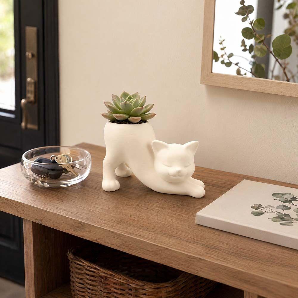 3D Printed Kitten Planter Irregular Shape Desktop Decoration Cute Cat Plant Pot Gardening Gift