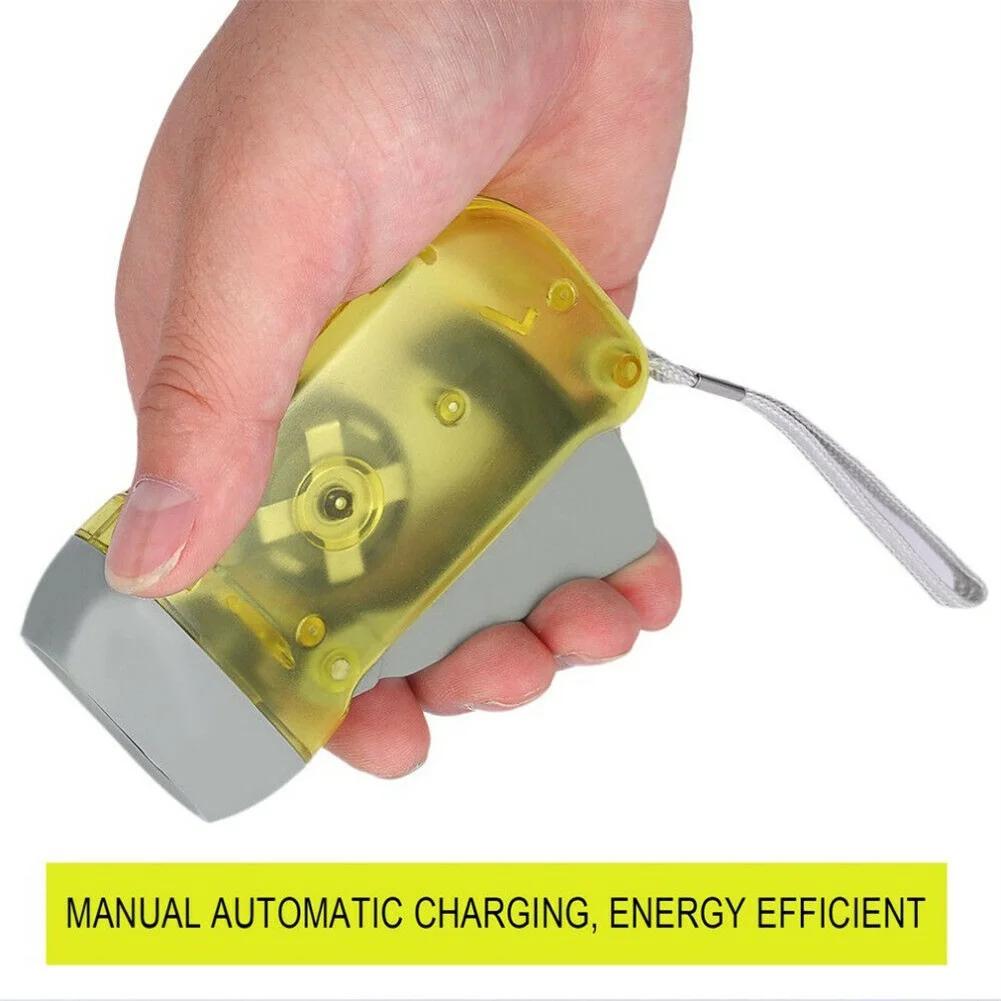 Portable Hand Pressing LED Night Flashlight Self-Powered Dynamo Crank Power Wind Up Manual Power Generation For Camping Riding