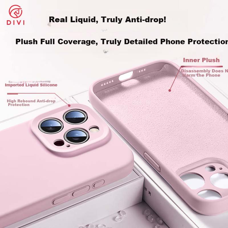 DIVI Official Version Real LiquidIPhone 14 Case, Liquid Silicone Skin-Friendly Full Camera Protection Ultra-Thin Shockproof Anti-Scratch Case, Pink