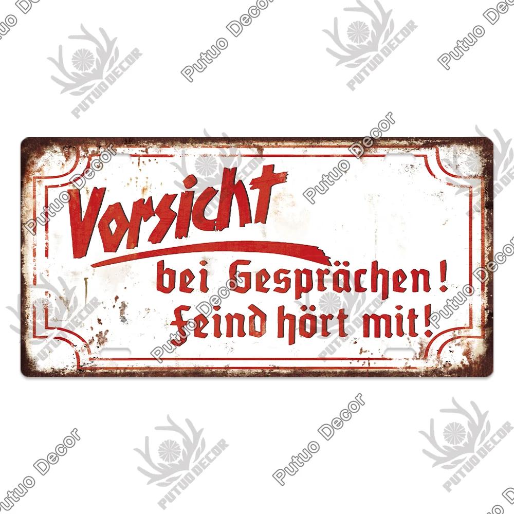 Putuo Decor Deutsche Kriegsgeschichte Vintage Metallschild mit Nummernschild-ähnlichem Design - Ideal für Garagen- und Heimwanddekoration