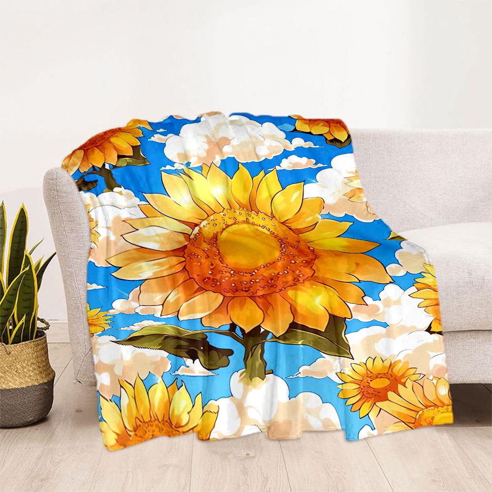 1pc Sunflower Pattern Blanket Comfortable Soft Lightweight Perfect for Travel Camping Picnics Sofa Office Bed Living Room Ideal Gift for Friends