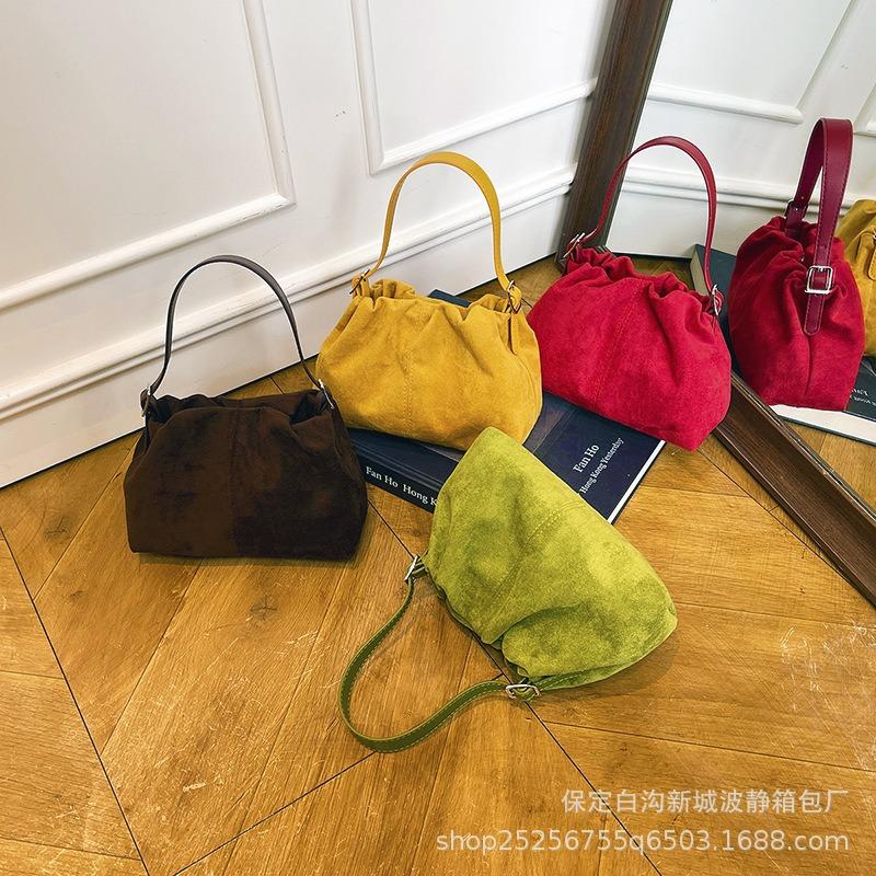 Good Quality Suede Underarm Cloud Bag Women's New Maillard Shoulder Crossbody Bucket Bag