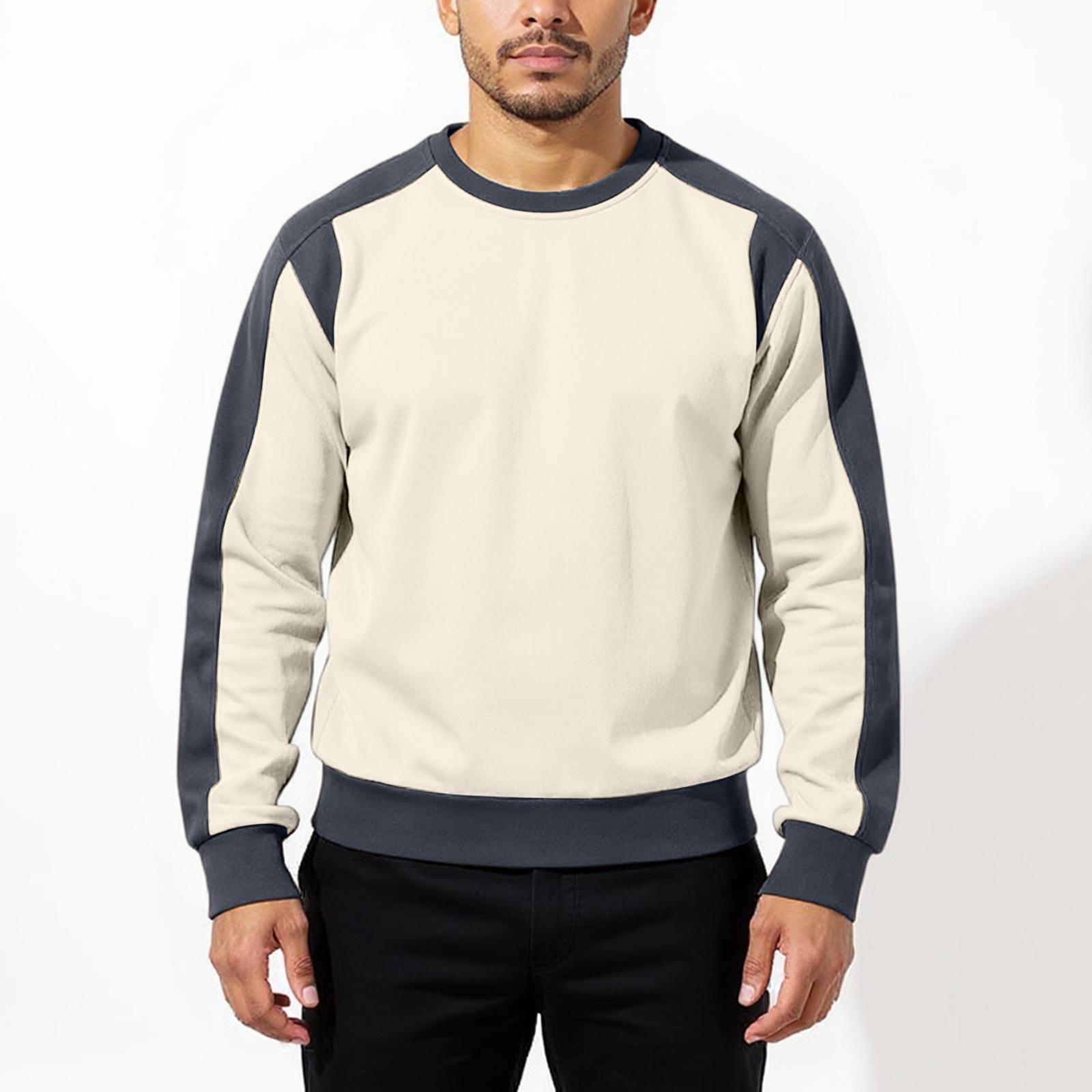 

Men s Hoodie Loose Casual Long Sleeved Round Neck XXXL хаки