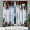 Holiday Christmas Balls Pine Branch Printed Curtains Suitable Home Decoration Bedrooms Living Rooms Made Of Polyester Great Room Decor