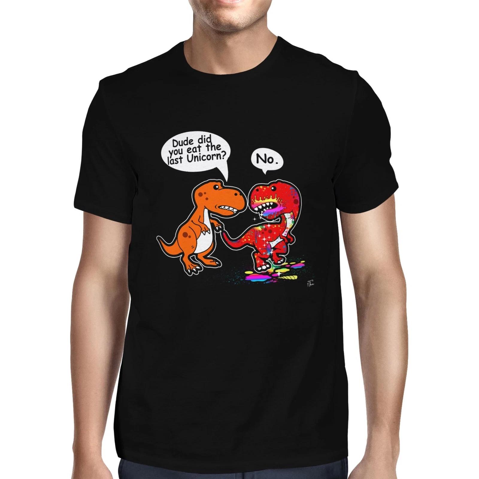 1Tee Mens Dude Did You Eat The Last Unicorn T-Rex Dinosaur T-Shirt L