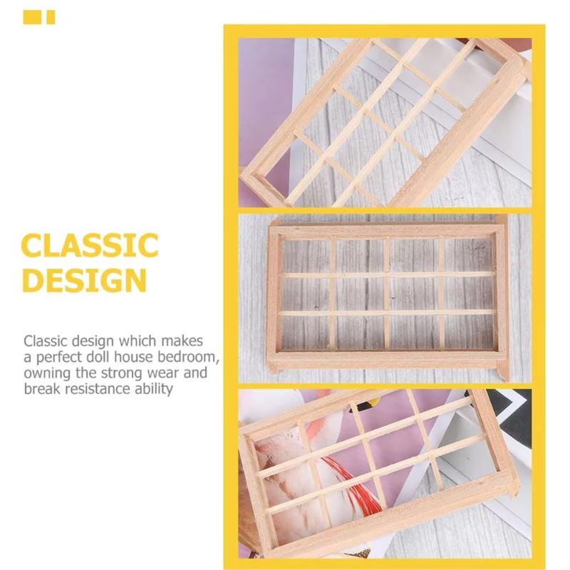 Multipurpose 4Pcs Dollhouses Miniature Sturdy Wood Window 1 12 Scale Child Model Furniture for Home Decoration