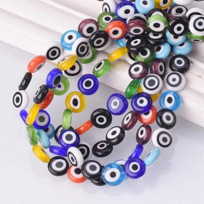 Flat Round 6mm 8mm 10mm 12mm Evil Eye Patterns Millefiori Glass Loose Crafts Beads Lot for DIY Jewelry Making Accessories Findings