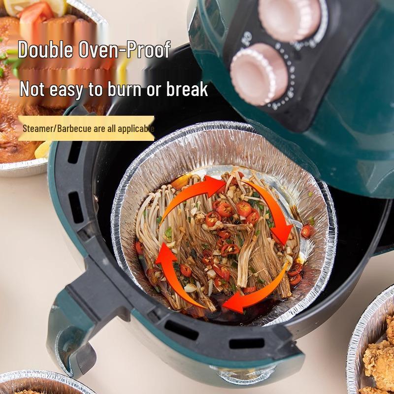 

Набор из 20 алюминиевых фольгированных лотков для аэрофритюрницы и духовки: Жаростойкий набор для барбекю и выпечки Round Foil Tray - 7 inch (20 pcs)