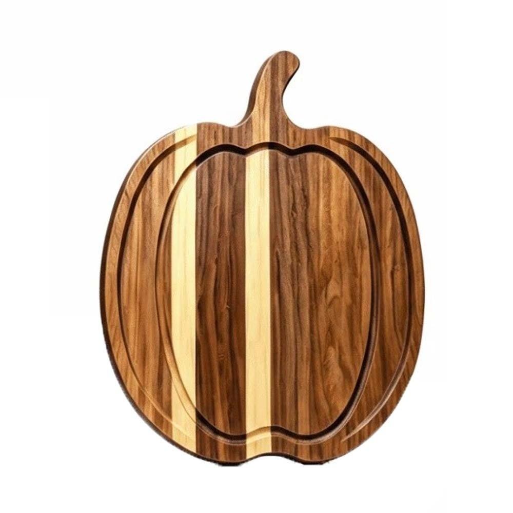 1pair Solid Wood Pumpkin Cutting Board Pumpkin Shaped Natural Color Ghost Serving Tray Smooth Edge Thick Design